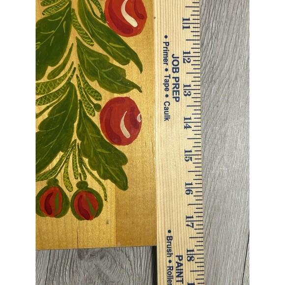Vintage Hand Painted Wood Kitchen Wall Art Red Flowers PA Dutch Style Vermont - Picture 8 of 9
